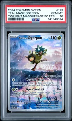 2024 POKEMON TWILIGHT MASQUERADE POKEMON CENTER ETB TEAL MASK OGERPON PSA 10 - Image 1