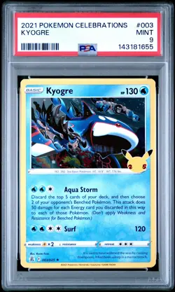 2021 POKEMON CELEBRATIONS #003 KYOGRE PSA 9 - Image 1