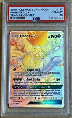 PSA 10 Hoopa GX #187 Secret Rare Sun & Moon Team Up 2019 Pokemon Gem Mint 💎 - Image 1