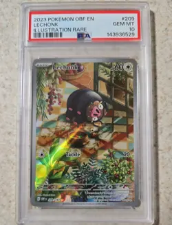 POKEMON TCG LECHONK 2023 209/197 PSA 10 ILLUSTRATION RARE SV OBSIDIAN FLAMES - Image 1