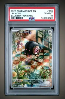 POKEMON TCG LECHONK 2023 209/197 PSA 10 ILLUSTRATION RARE SV OBSIDIAN FLAMES - Image 3
