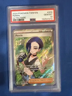 Pokemon TCG Trainer Perrin Holo Rare Twilight Masquerade 209/167 PSA 10 - Image 1