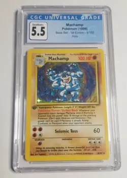Pokemon WOTC Base Set 1st Edition MACHAMP 8/102 Holo CGC 5.5 PSA (U) LOW POP - Image 1