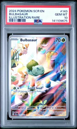 2024 POKEMON SCR EN-STELLAR CROWN ILLUSTRATION RARE #143 BULBASAUR PSA 10 - Image 1