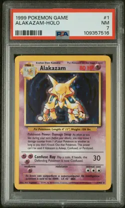 1999 POKEMON GAME #1 ALAKAZAM-HOLO PSA 7 - Image 1