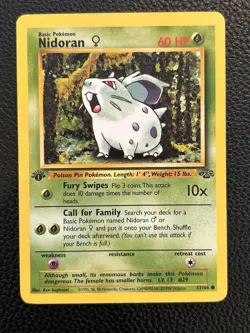 1st Edition Nidoran Pokemon TCG Jungle Set 57/64 Common - Image 1