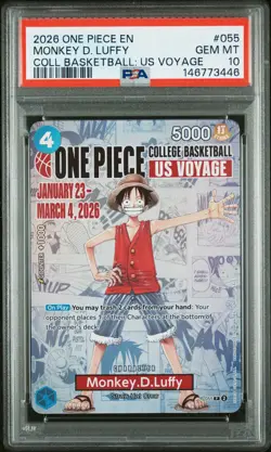 2026 ONE PIECE PROMOS COLLEGE BASKETBALL : US VOYAGE MONKEY D. LUFFY PSA 10 - Image 1
