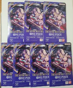 LOT of (7) OP-14 Sleeved Booster Packs Of One Piece TCG The Azure Sea's Seven - Image 1