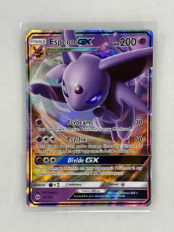 Pokemon TCG Espeon GX 61/149 Sun & Moon Base Set Holo Ultra Rare Card NM - Image 1
