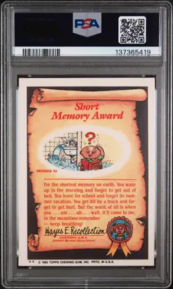 1985 GARBAGE PAIL KIDS STICKERS GLOSSY #54A FRYIN' RYAN PSA 8 - Image 2