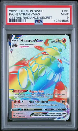 2022 POKEMON SWORD & SHIELD ASTRAL RADIANCE SECRET FULL ART/HEATRAN VMAX PSA 9 - Image 1