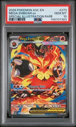 2026 POKEMON ASCENDED HEROES SPECIAL ILLUSTRATION RARE MEGA EMBOAR EX PSA 10 - Image 1