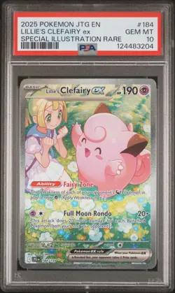 2025 POKEMON JTG EN-JOURNEY TOGETHER #184 LILLIE'S CLEFAIRY EX PSA 10 - Image 1