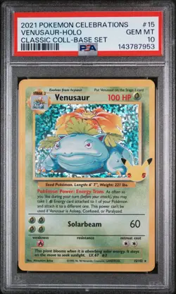 Venusaur #15 Pokemon Celebrations Classic Collection 2021 Base Set Holo PSA 10 - Image 1