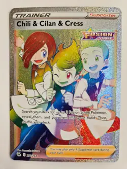 Chili & Cilian & Cress 273/264 RAINBOW RARE Pokemon TCG Fusion Strike NM - Image 1