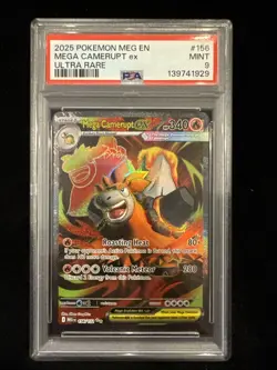 2025 Pokemon Mega Camerupt EX PSA 9 #156 Ultra Rare Mega Evolution - Image 1