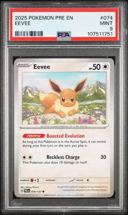 2025 POKEMON PRE EN-PRISMATIC EVOLUTIONS #074 EEVEE PSA 9 - Image 1