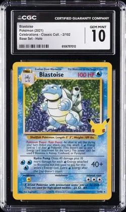 2021 POKEMON CELEBRATIONS CLASSIC COLLECTION BASE SET HOLO BLASTOISE CGC 10 - Image 1