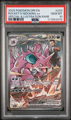 2025 POKEMON DRI SPECIAL ILLUSTRATION RARE #233 TEAM ROCKET'S NIDOKING EX PSA 10 - Image 1