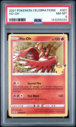 2021 POKEMON CELEBRATIONS #001 HO-OH PSA 8 - Image 1