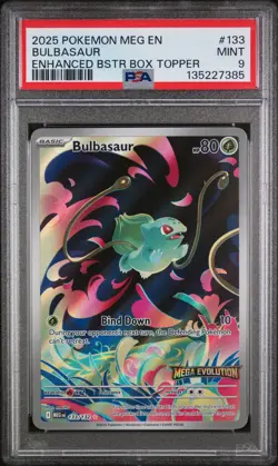 Bulbasaur Enhanced Booster Box Topper Pokemon Mega Evolution 133/132 PSA 9 - Image 1