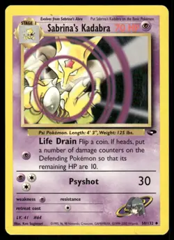 Kadabra 58/132 Gym Challenge Pokemon TCG trading card - Image 1