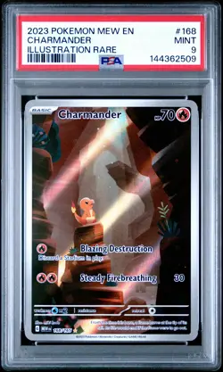 2023 POKEMON MEW EN-151 ILLUSTRATION RARE #168 CHARMANDER PSA 9 - Image 1