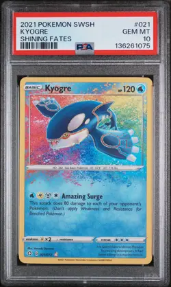 2021 POKEMON SWORD & SHIELD SHINING FATES #021 KYOGRE PSA 10 - Image 1