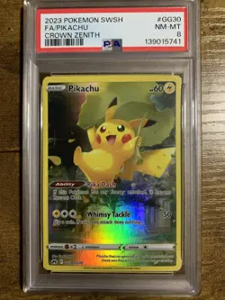 2023 POKEMON SWSH #GG30 FA/PIKACHU NM-MT CROWN ZENITH PSA 8 - Image 1