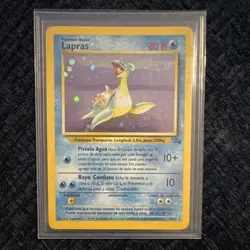 Pokemon Lapras Holo Rare 80 HP Fossil Spanish Card 10/62 1999 Vintage - Image 1