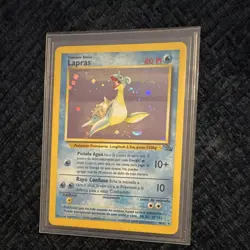 Pokemon Lapras Holo Rare 80 HP Fossil Spanish Card 10/62 1999 Vintage - Image 3