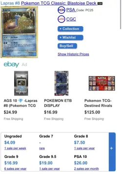 Pokemon Lapras 008/034 Holo Classic Blastoise Deck AGS 9.5 Graded 2023 - Image 5
