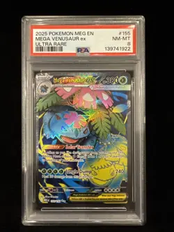 2025 Pokemon Mega Venusaur EX PSA 8 #155 Ultra Rare Mega Evolution - Image 1