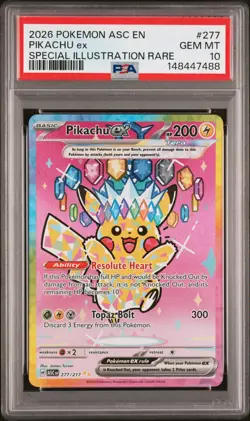 2026 POKEMON ASCENDED HEROES SPECIAL ILLUSTRATION RARE #277 PIKACHU EX PSA 10 - Image 1