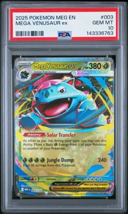 2025 POKEMON MEG EN-MEGA EVOLUTION #003 MEGA VENUSAUR EX PSA 10 - Image 1