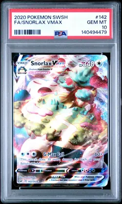 2020 POKEMON SWORD & SHIELD #142 FULL ART/SNORLAX VMAX PSA 10 - Image 1