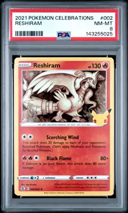 2021 POKEMON CELEBRATIONS #002 RESHIRAM PSA 8 - Image 1