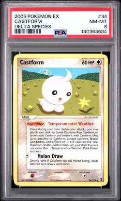 2005 POKEMON EX DELTA SPECIES #34 CASTFORM PSA 8 - Image 1