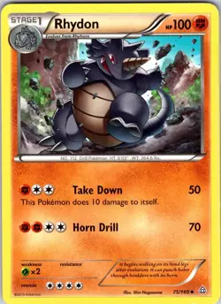 Rhydon 75/160 XY - Primal Clash Pokemon MP Normal - Image 1
