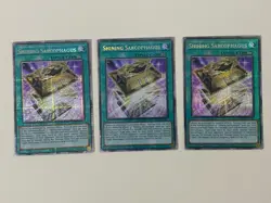Yugioh Shining Sarcophagus x 3 - 1st Edition Starlight Rare NM - Free Holo - A - Image 1