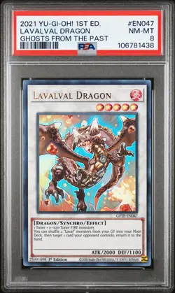 2021 YU-GI-OH! GHOSTS FROM THE PAST 1ST EDITION #EN047 LAVALVAL DRAGON PSA 8 - Image 1
