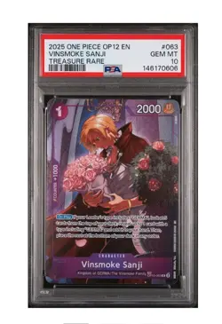 2025 ONE PIECE OP12-LEGACY OF THE MASTER TREASURE RARE VINSMOKE SANJI PSA 10 - Image 1