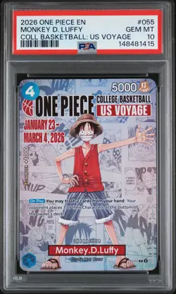 2026 ONE PIECE PROMOS COLLEGE BASKETBALL : US VOYAGE MONKEY D. LUFFY PSA 10 - Image 1