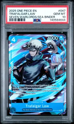 2025 ONE PIECE SEVEN WARLORDS OF THE SEA BINDER SET #047 TRAFALGAR LAW PSA 10 - Image 1