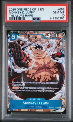2025 ONE PIECE OP13-CARRYING ON HIS WILL TREASURE RARE MONKEY D. LUFFY PSA 10 - Image 1
