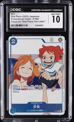 2025 ONE PIECE JAPANESE PROMO "ONE PIECE FAN LETTER" #P-096 GIRL CGC 10 - Image 1