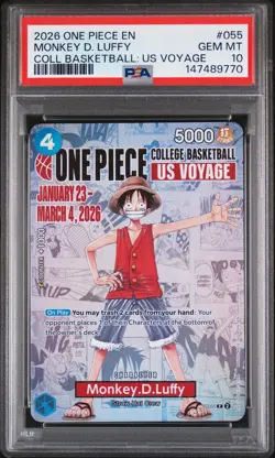 2026 ONE PIECE PROMOS COLLEGE BASKETBALL : US VOYAGE MONKEY D. LUFFY PSA 10 - Image 1