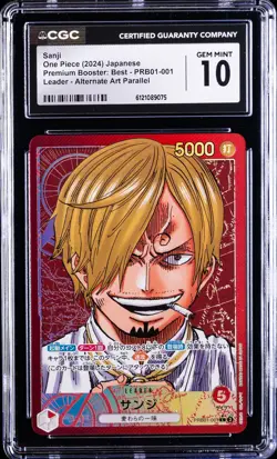 2024 ONE PIECE JAPANESE PREMIUM BOOSTER ALTERNATE ART #PRB01-001 SANJI CGC 10 - Image 1
