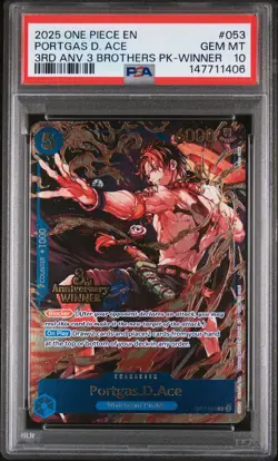 2025 ONE PIECE 3RD ANNIV TOURNAMENT 3 BROTHERS PACK WINNER PORTGAS D. ACE PSA 10 - Image 1