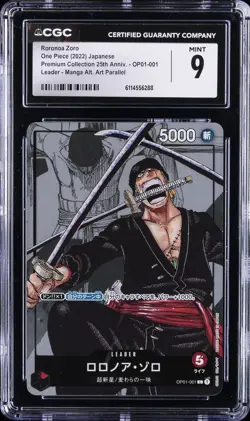 2022 ONE PIECE JAPANESE PREMIUM COLLECTION #OP01-001 RORONOA ZORO CGC 9 - Image 1